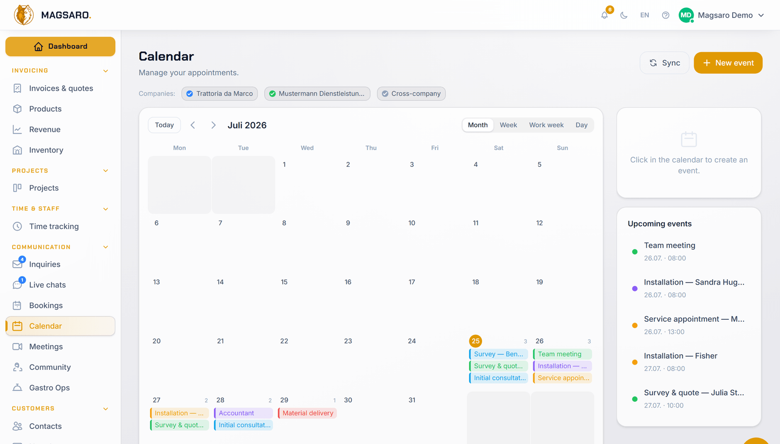 Cockpit · Calendar