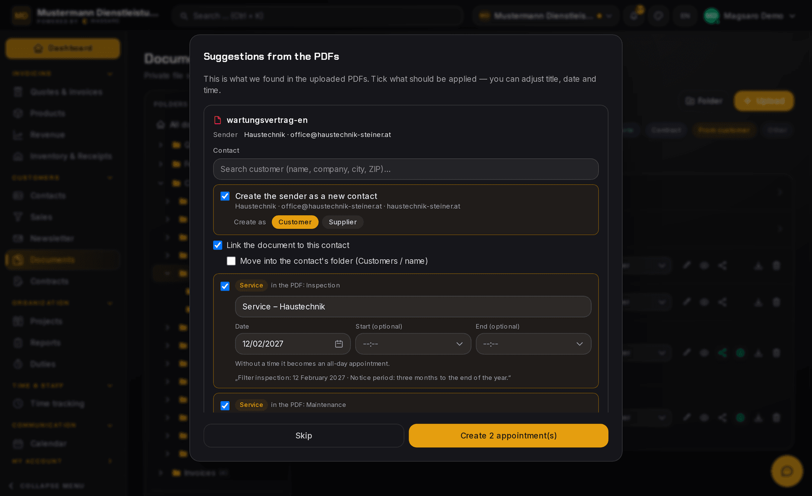 Dates from PDFs — in your calendar with one click