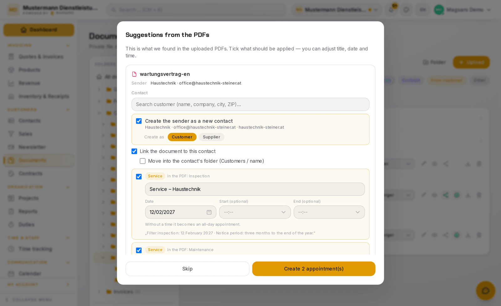 Dates from PDFs — in your calendar with one click